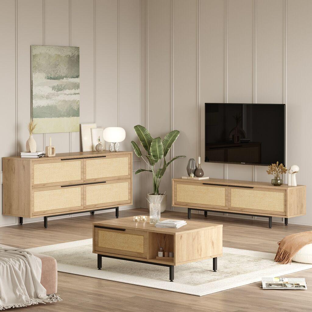 Hanah Home Set nameštaja za dnevnu sobu ON20-SU, 3 komada, Hrast