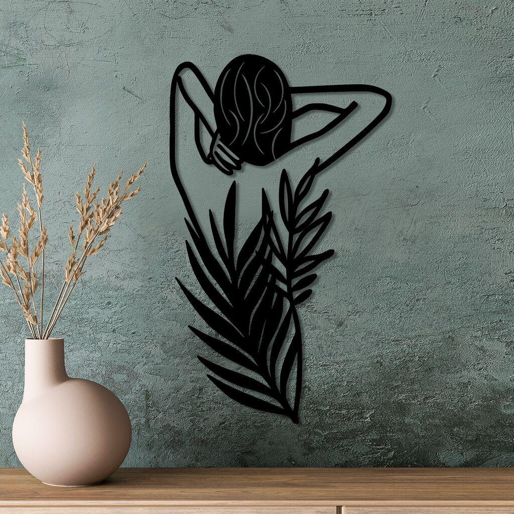 Wallity Zidna dekoracija Flower Woman, 42x70 cm, Crna