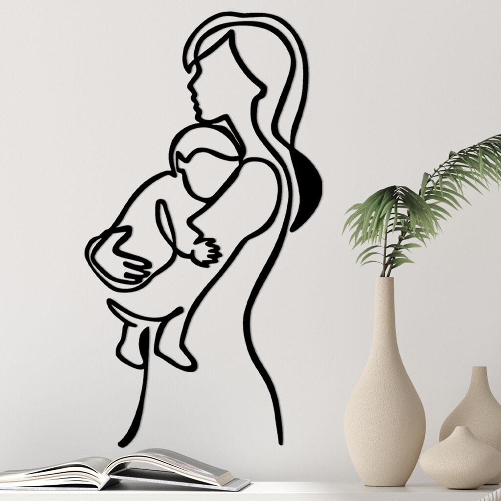 Wallity Zidna dekoracija Mother And Baby, 70 x 0,15 x 39 cm,  Crna