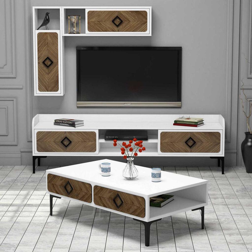 Hanah Home Set nameštaja za dnevnu sobu Samba, 4 komada, Beli