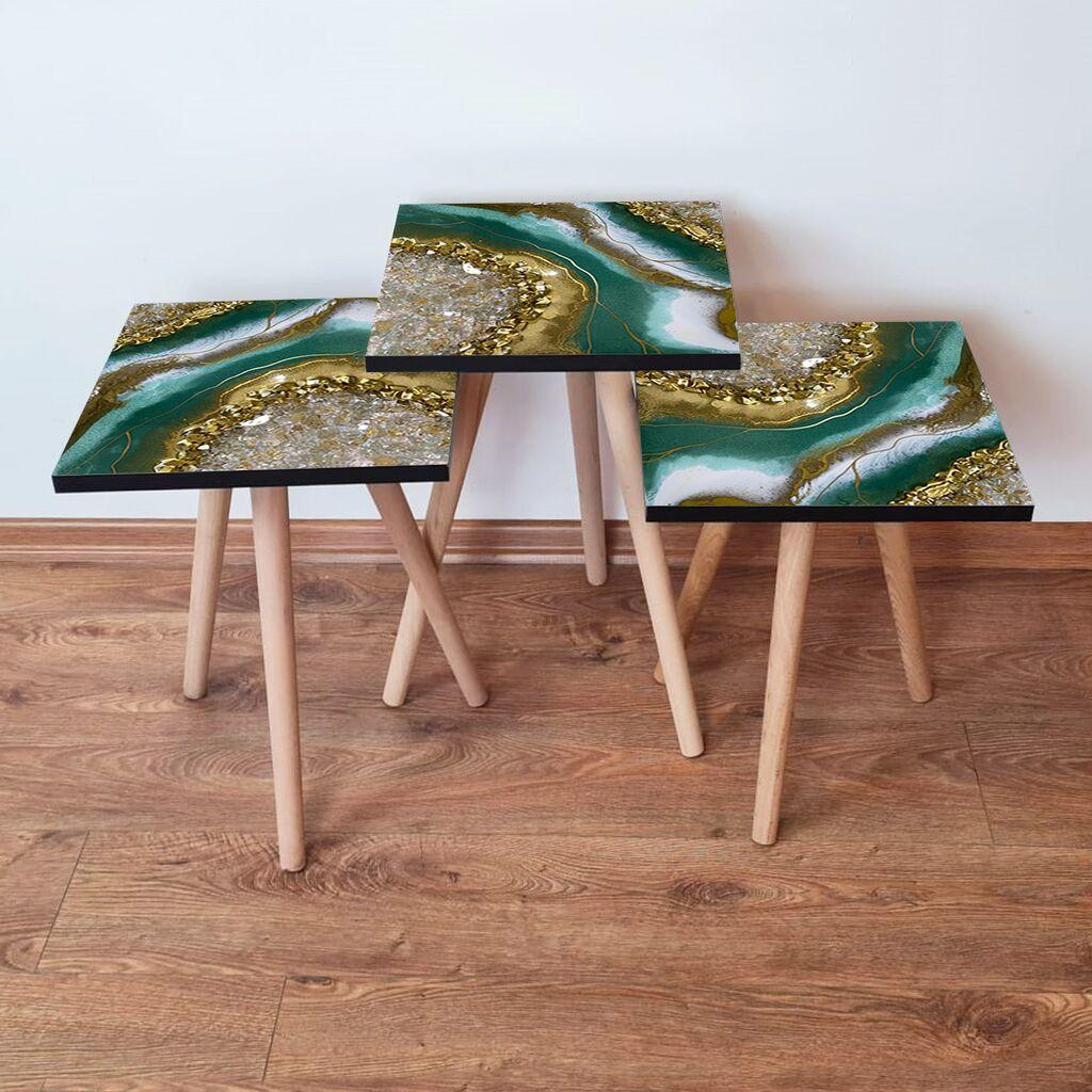 Hanah Home Set klub stočića 3Shp111, 3 komada, Šareni