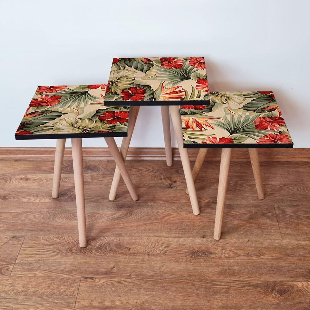 Hanah Home Set klub stočića 3Shp205, 3 komada, Šareni