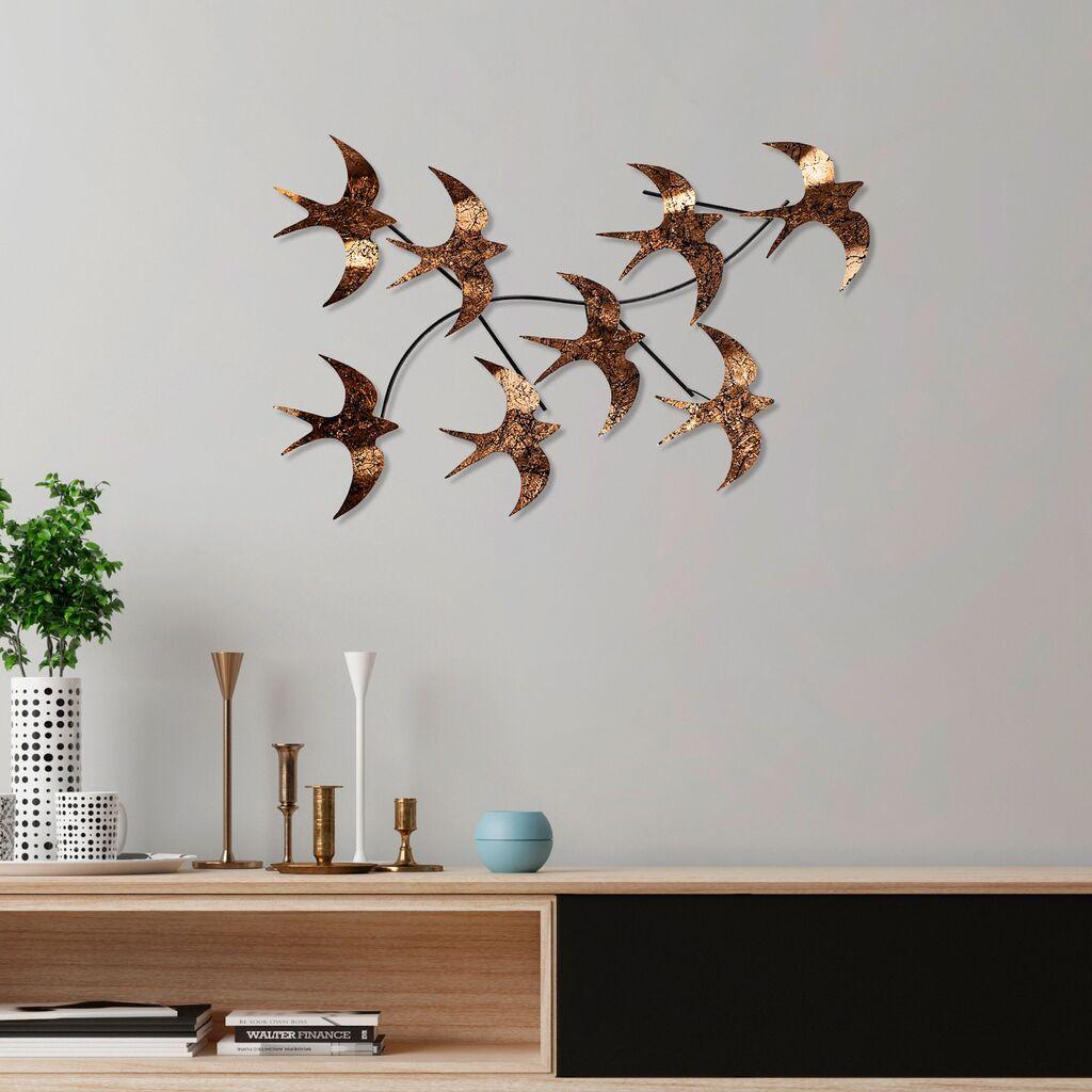 Wallity Zidna dekoracija Flying Birds 3, 69x41x7 cm, 1.5 mm, Šarena