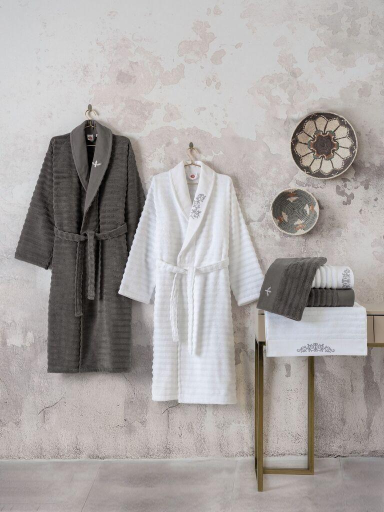 L'essentiel Maison Porodični set bademantila sa peškirima Genny, Antracit-beli