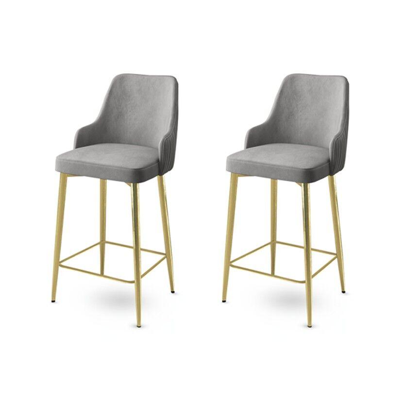 Hanah Home Set barskih stolica Enox, 2 komada, Sivo-zlatni