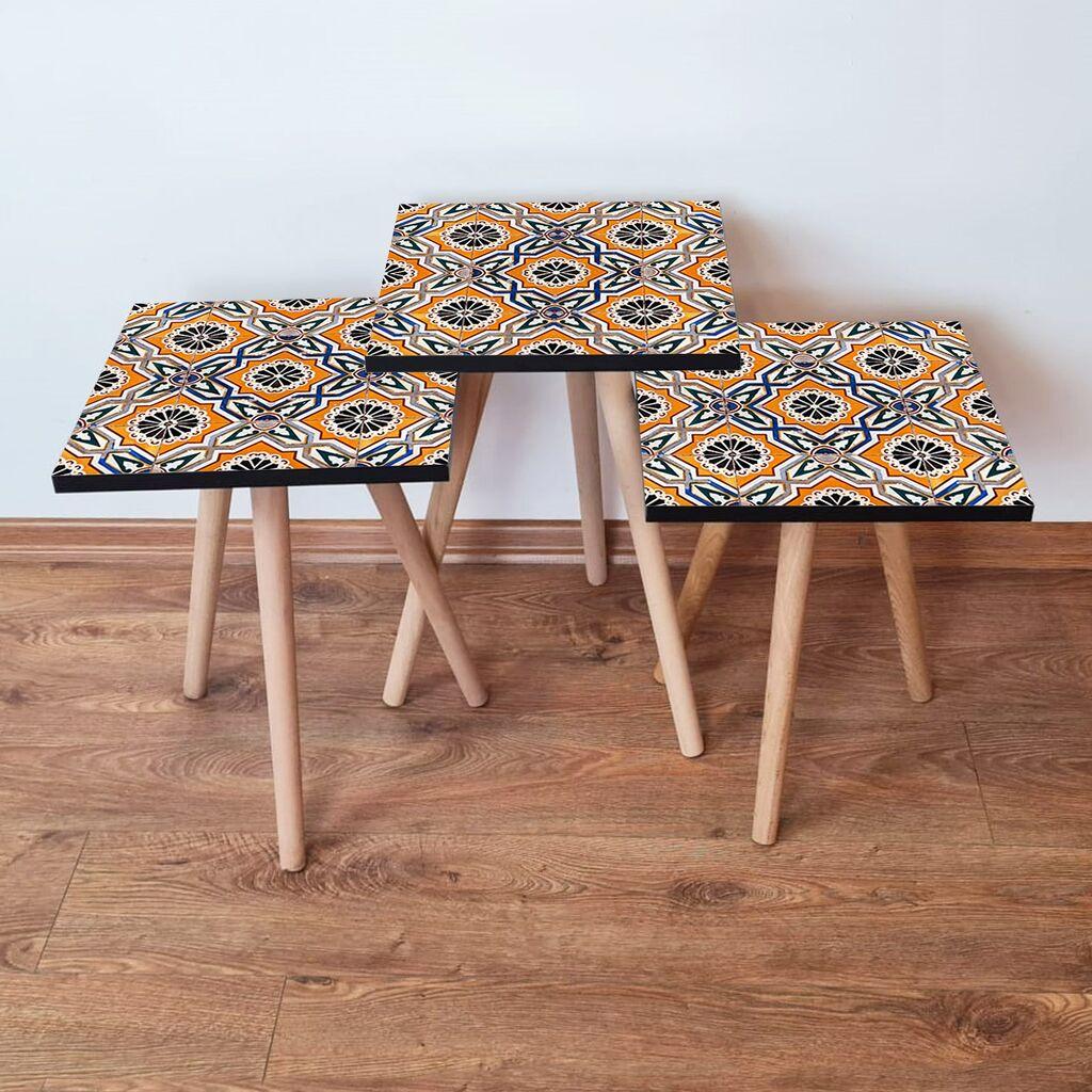 Hanah Home Set klub stočića 3Shp29, 3 komada, Šareni