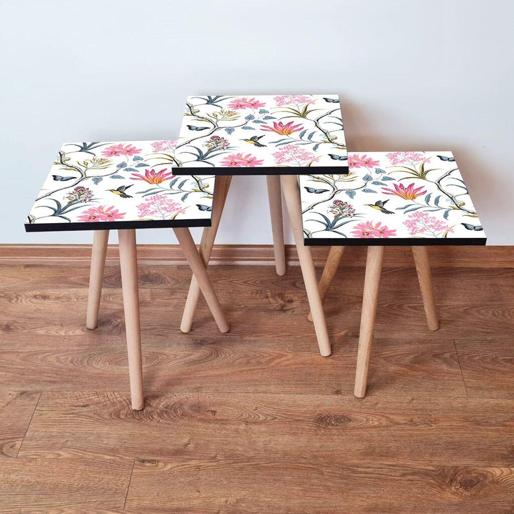Hanah Home Set klub stočića 3Shp211, 3 komada, Šareni