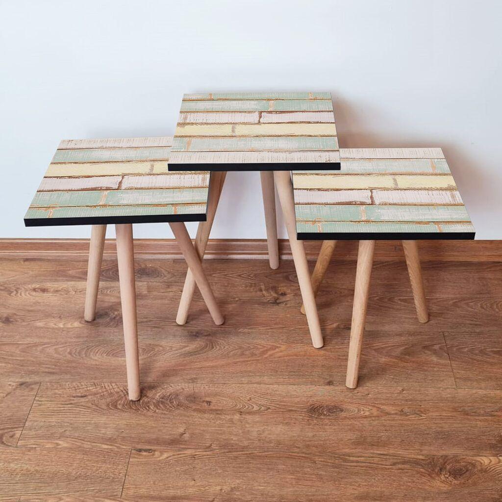 Hanah Home Set klub stočića 3Shp117, 3 komada, Šareni