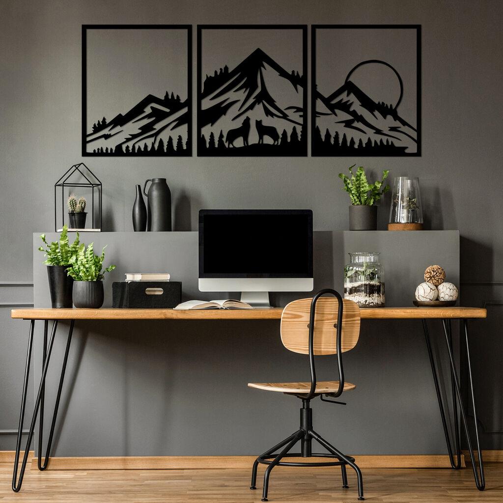 Wallity Zidna dekoracija Mountain View - 528, 58 x 70 cm,  Crna