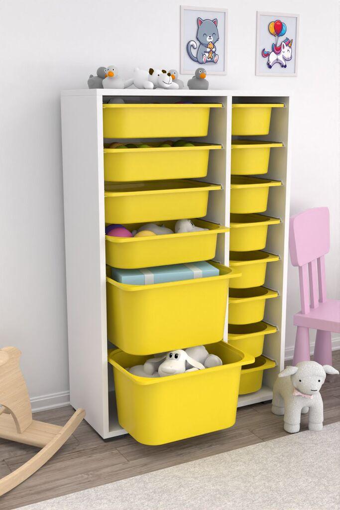 Hanah Home Višenamenska komoda Rine 2D4K8U v2, 69.5 x109 x30 cm, Belo-žuta