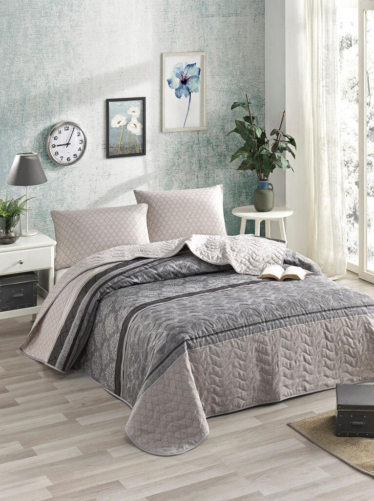 L'essentiel Maison Creative Set prekrivač i 2 jastučnice, 200 x 220 cm, Sivi