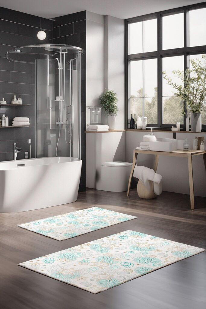 L'essentiel Maison Set prostirki za kupatilo CT-5237, 2 Komada, Svetloplava