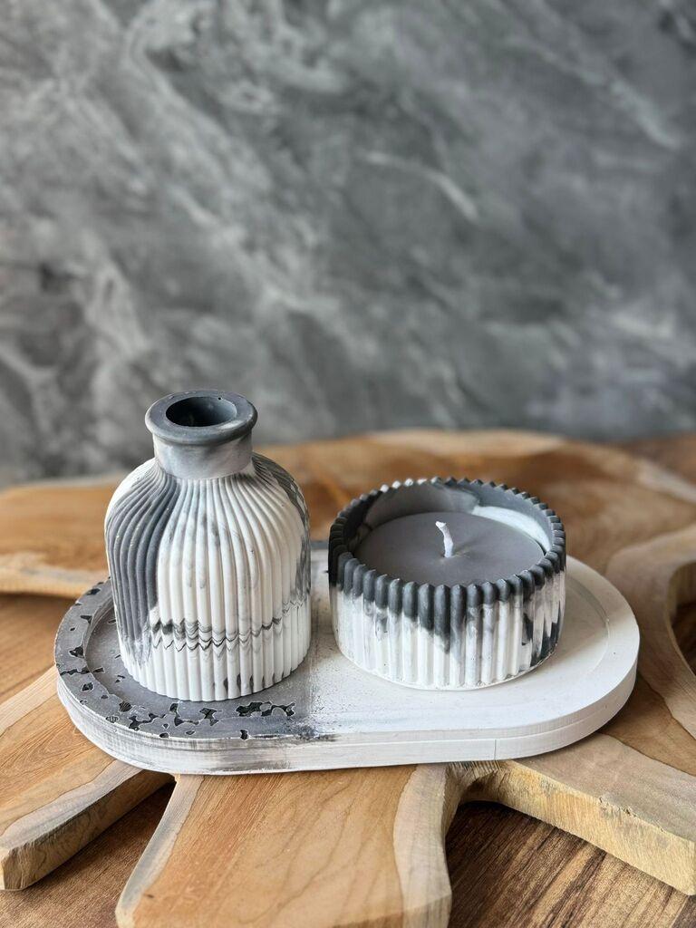 Aberto Design Set Betonskih sveća 11ST, Sivo-beli