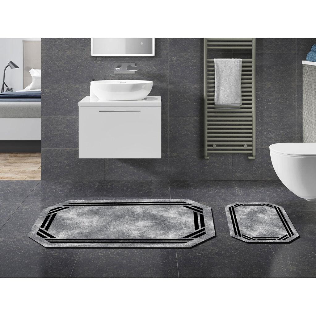 L'essentiel Maison Set 2 prostirke za kupatilo Sivo-Crni