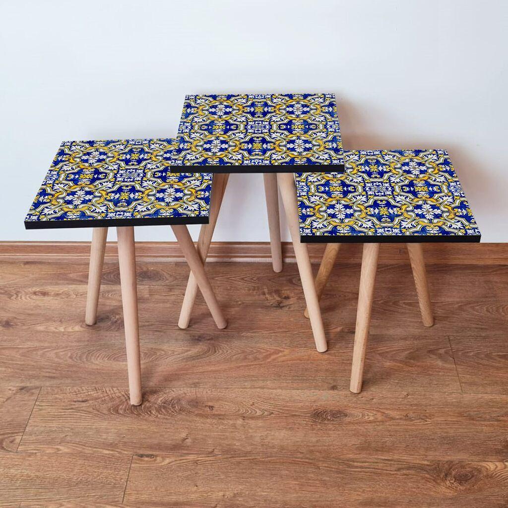 Hanah Home Set klub stočića 3Shp47, 3 komada, Šareni