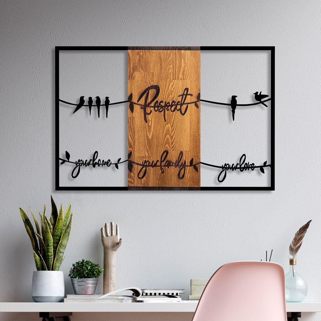 Wallity Zidna dekoracija Respect Your Home Your Family Your Love 1, 88 x 57 cm,  Smeđa
