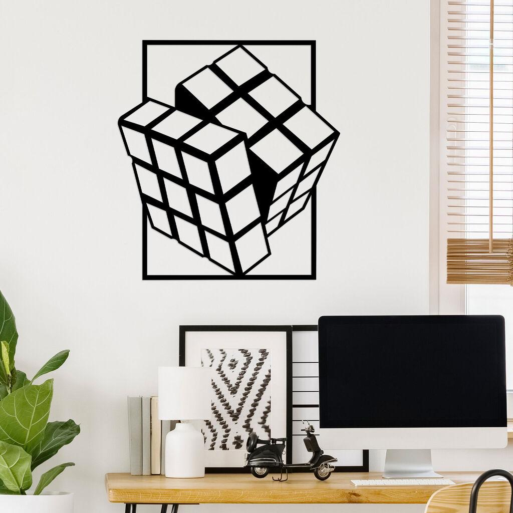 Wallity Zidna dekoracija Rubik's Cube, 64x69cm, Crna