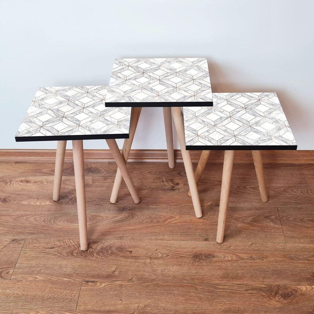 Hanah Home Set klub stočića 3Shp319, 3 komada, Šareni