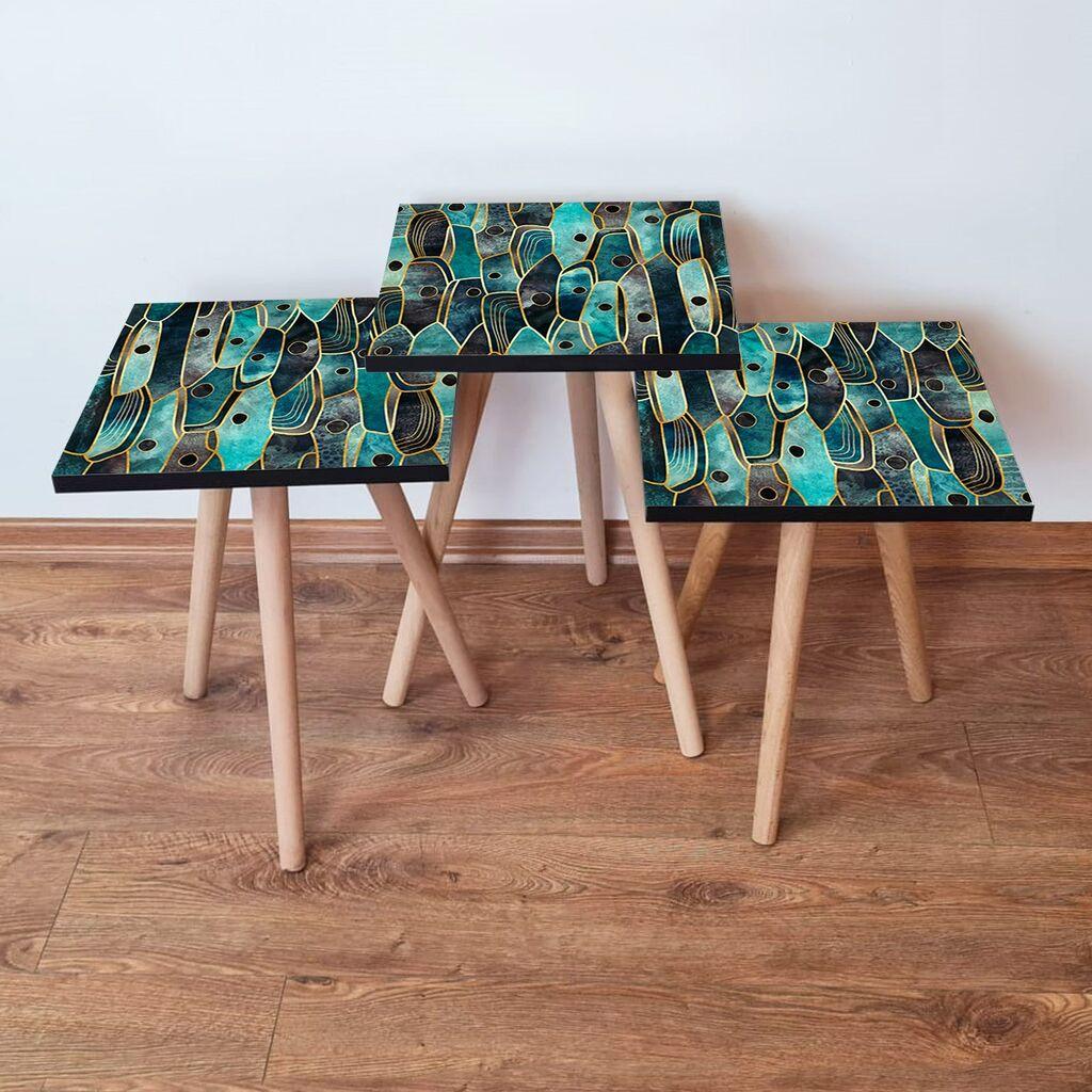 Hanah Home Set klub stočića 3Shp387, 3 komada, Šareni
