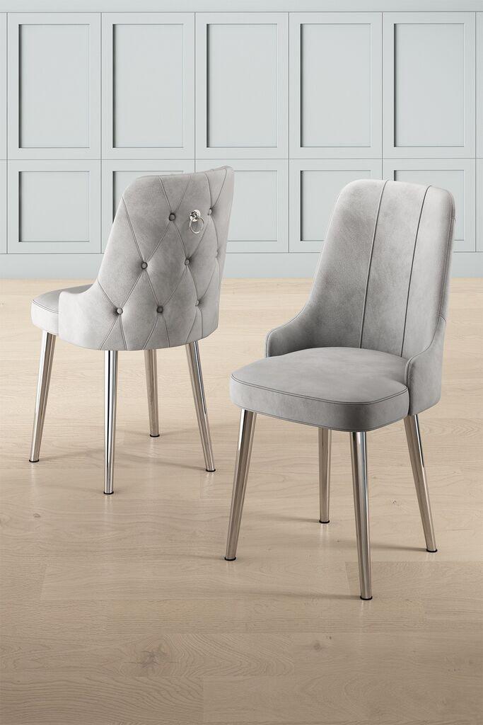 Hanah Home Set stolica Newa, 46x94x46 cm, 4 komada, Srebrno-sive boje