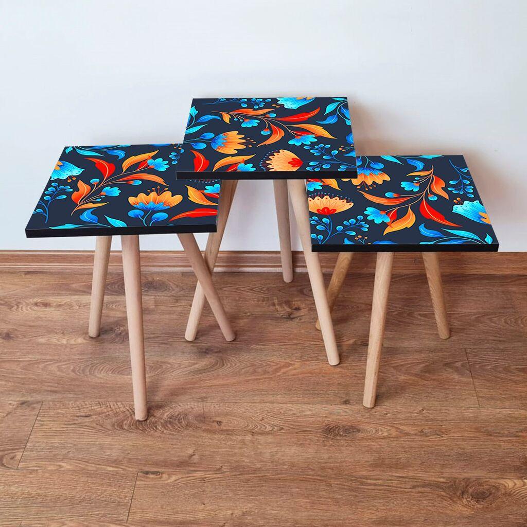 Hanah Home Set klub stočića 3Shp166, 3 komada, Šareni