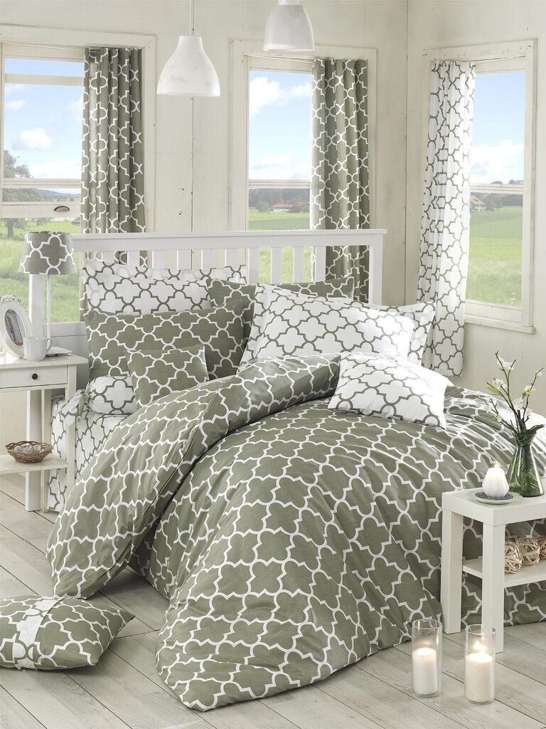 L'Essentiel Maison Ranforce komplet posteljina Madalyon, Maslinasto-bela