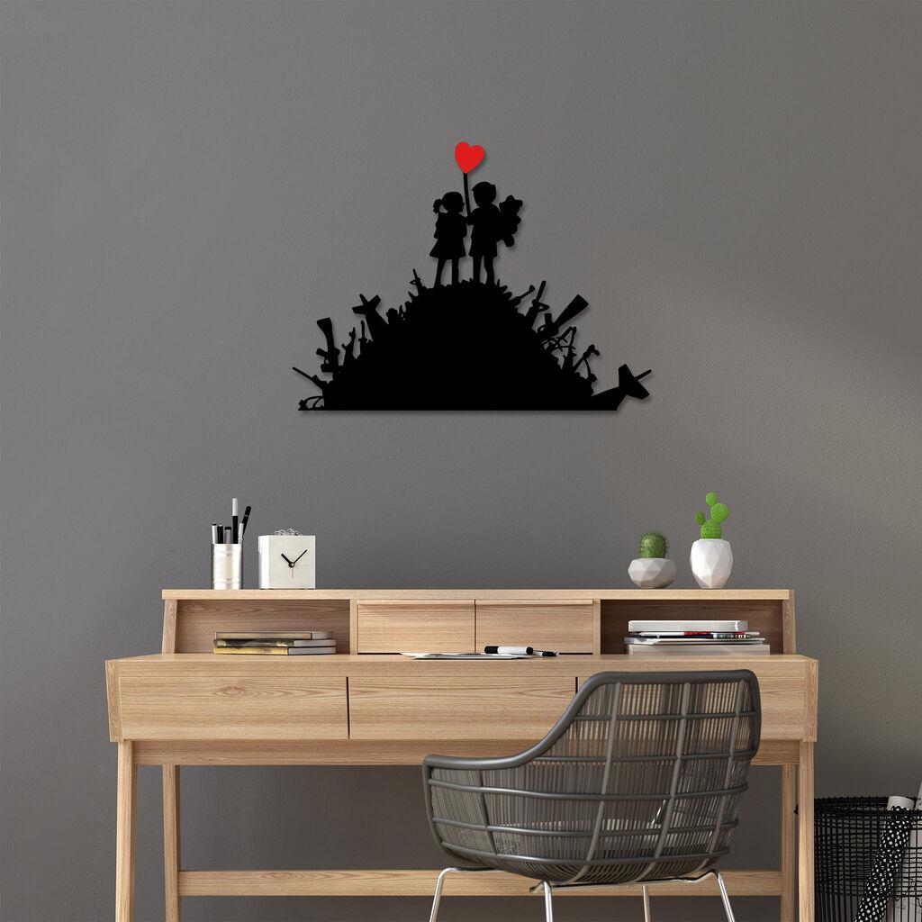 Wallity Zidna dekoracija Banksy-1, 52x70 cm, 1.5 mm, Crno-crvena