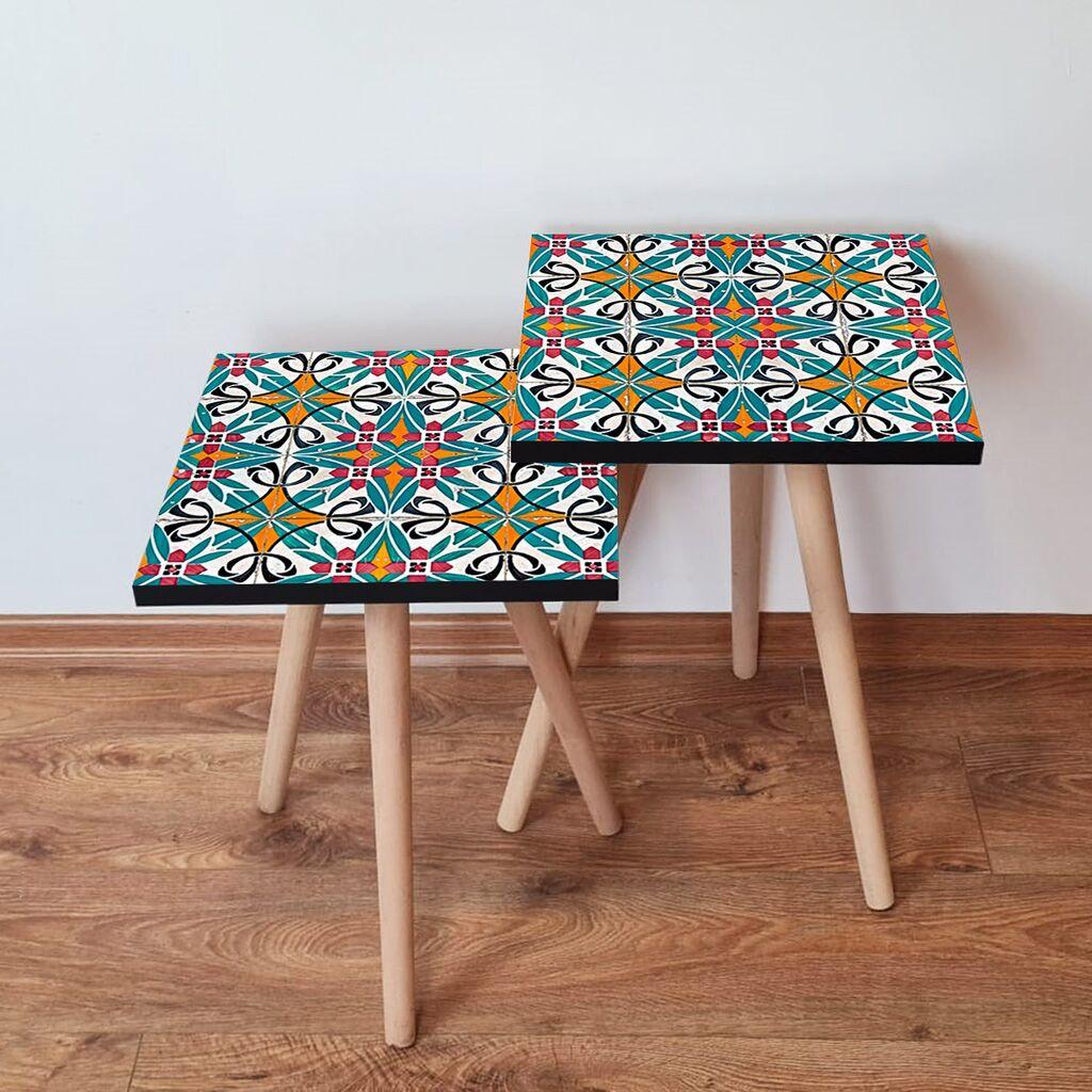 Hanah Home Set klub stočića 2Shp282, 2 komada, Šareni