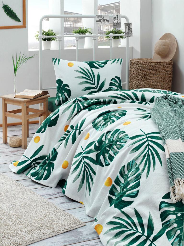 L'essentiel Maison Set Single prekrivač Monstera, 160x235cm, Zelena