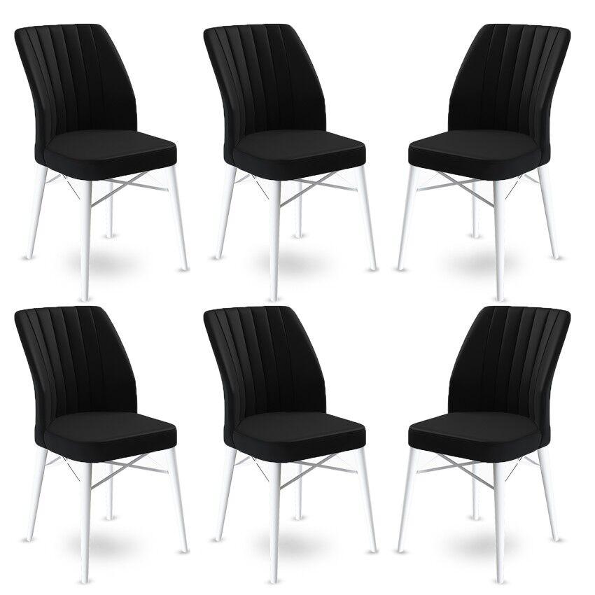 Hanah Home Set stolica Flex, 45x93x42 cm, 6 komada, Crno-bele