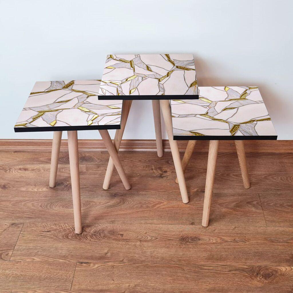 Hanah Home Set klub stočića 3Shp107, 3 komada, Šareni