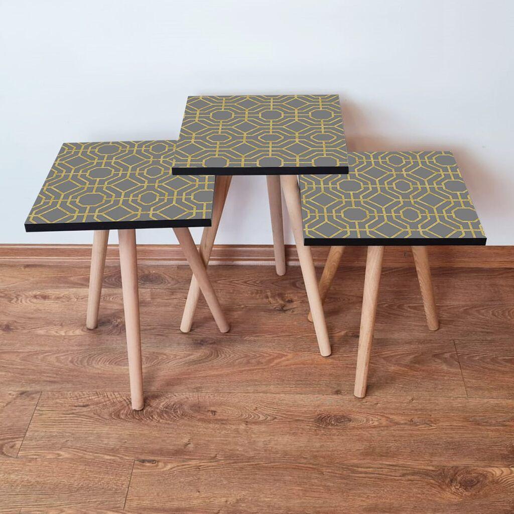 Hanah Home Set klub stočića 3Shp238, 3 komada, Šareni