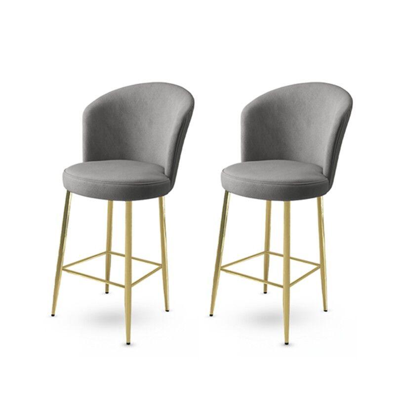 Hanah Home Set barskih stolica Fora, 2 komada, Sivo-zlatni
