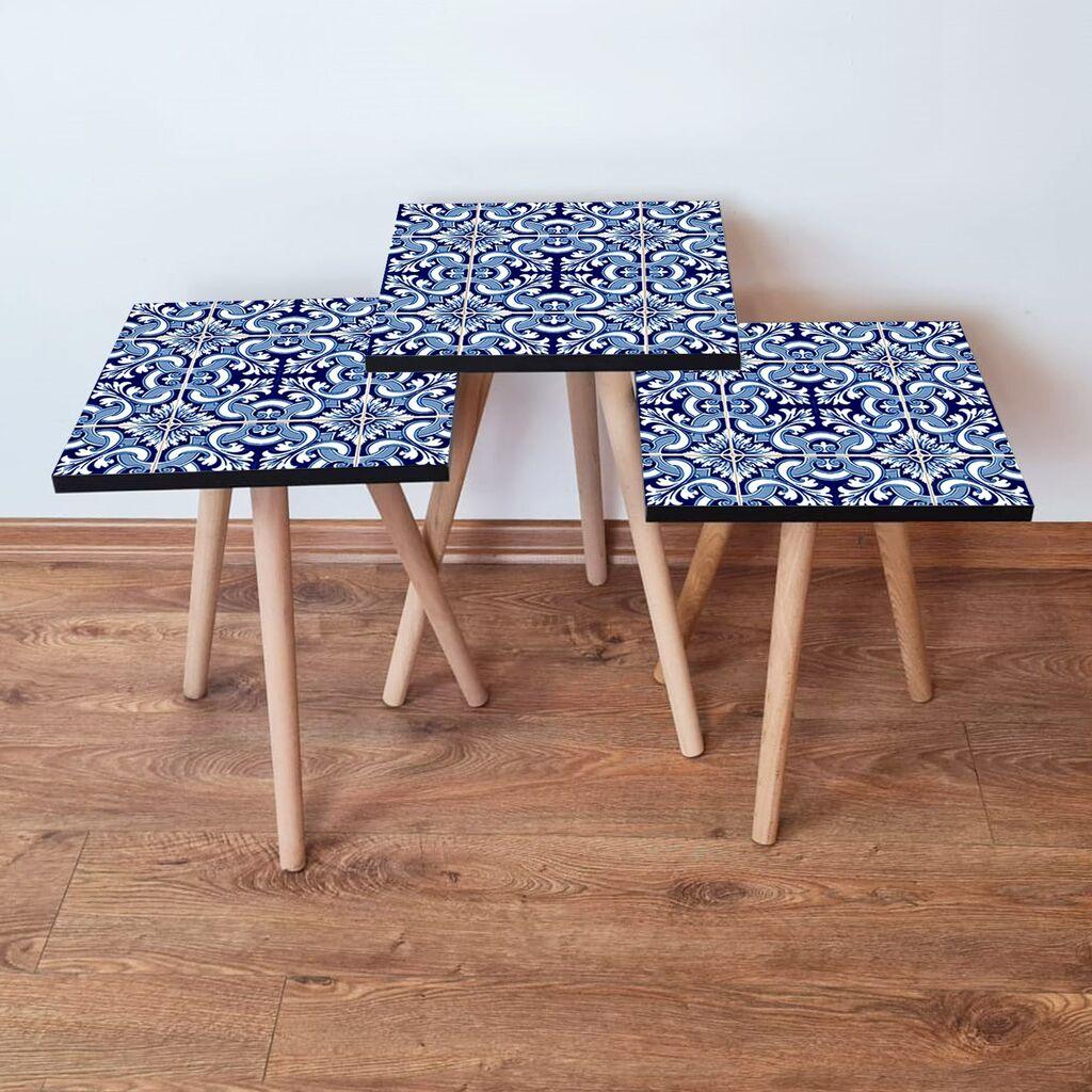 Hanah Home Set klub stočića 3Shp31, 3 komada, Šareni