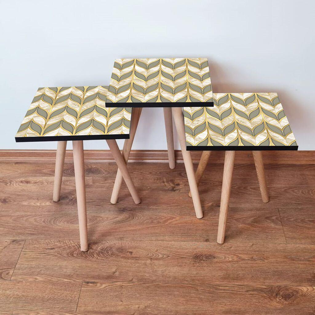 Hanah Home Set klub stočića 3Shp137, 3 komada, Šareni