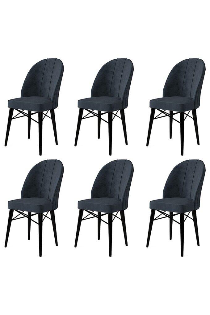 Hanah Home Set stolica Ritim, 44x96x42 cm, 6 komada, Antracit-crne