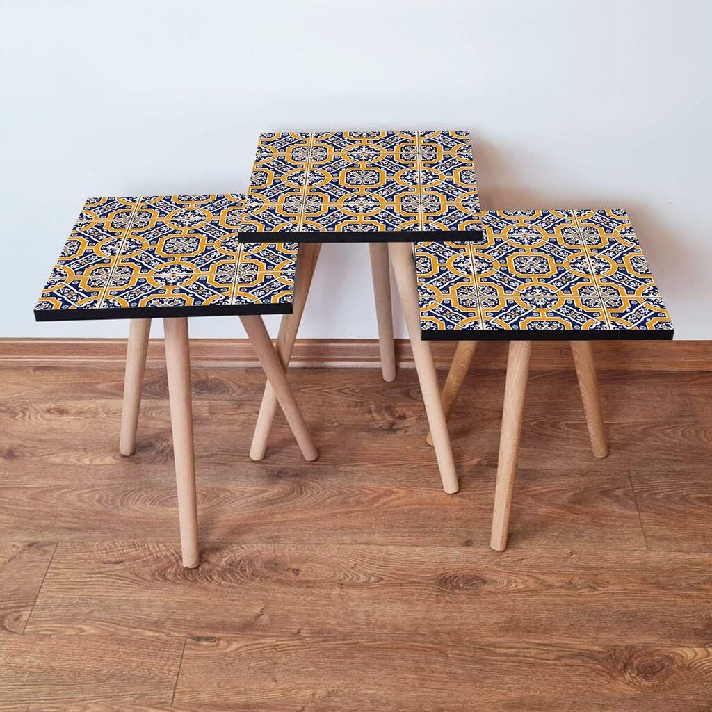 Hanah Home Set klub stočića 3Shp35, 3 komada, Šareni