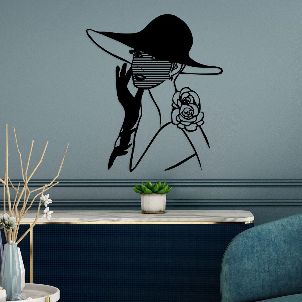 Wallity Zidna dekoracija Striped Woman, 60x69cm, Crna