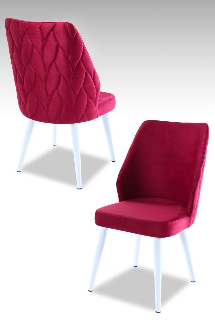Hanah Home Set stolica Pufi, 48x90x43 cm, 4 komada, Crveno-bele