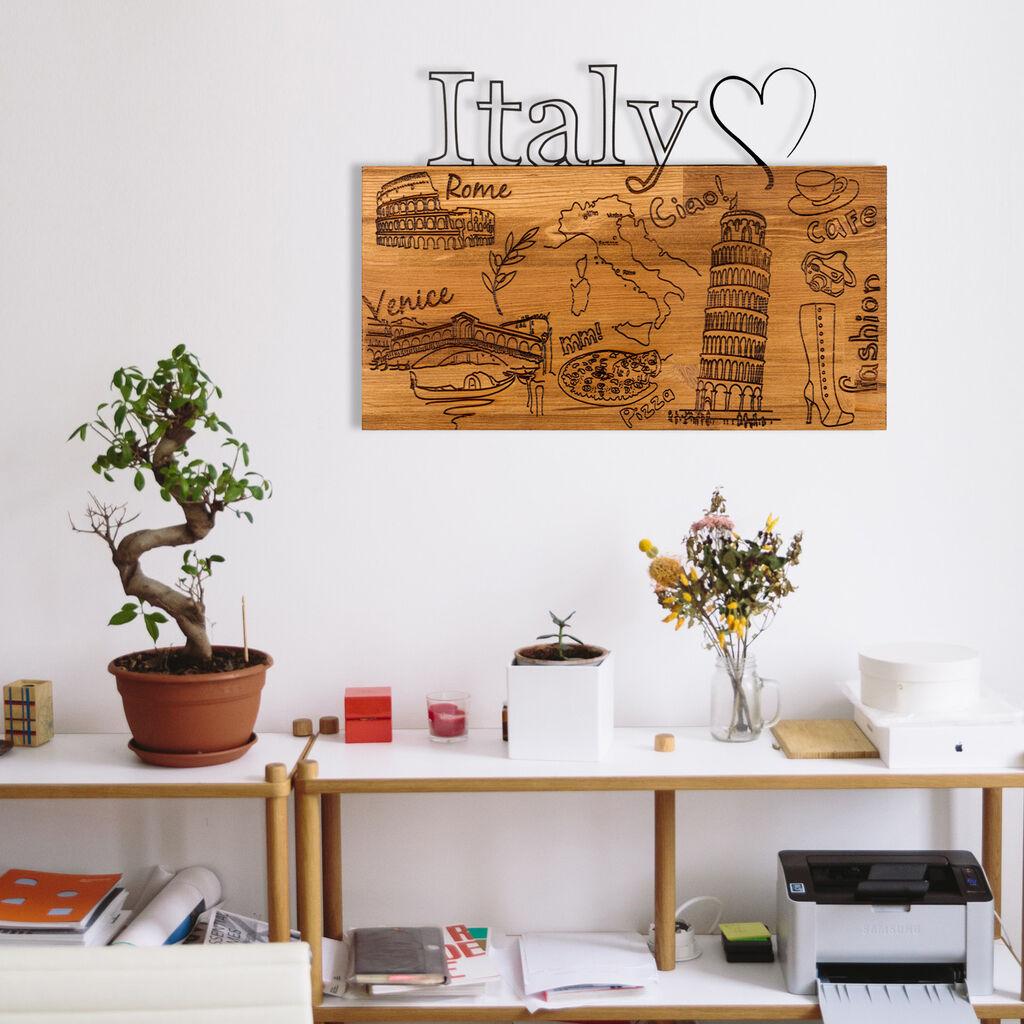 Wallity Zidna dekoracija I Love You Italy, 58x41 cm, Smeđe boje