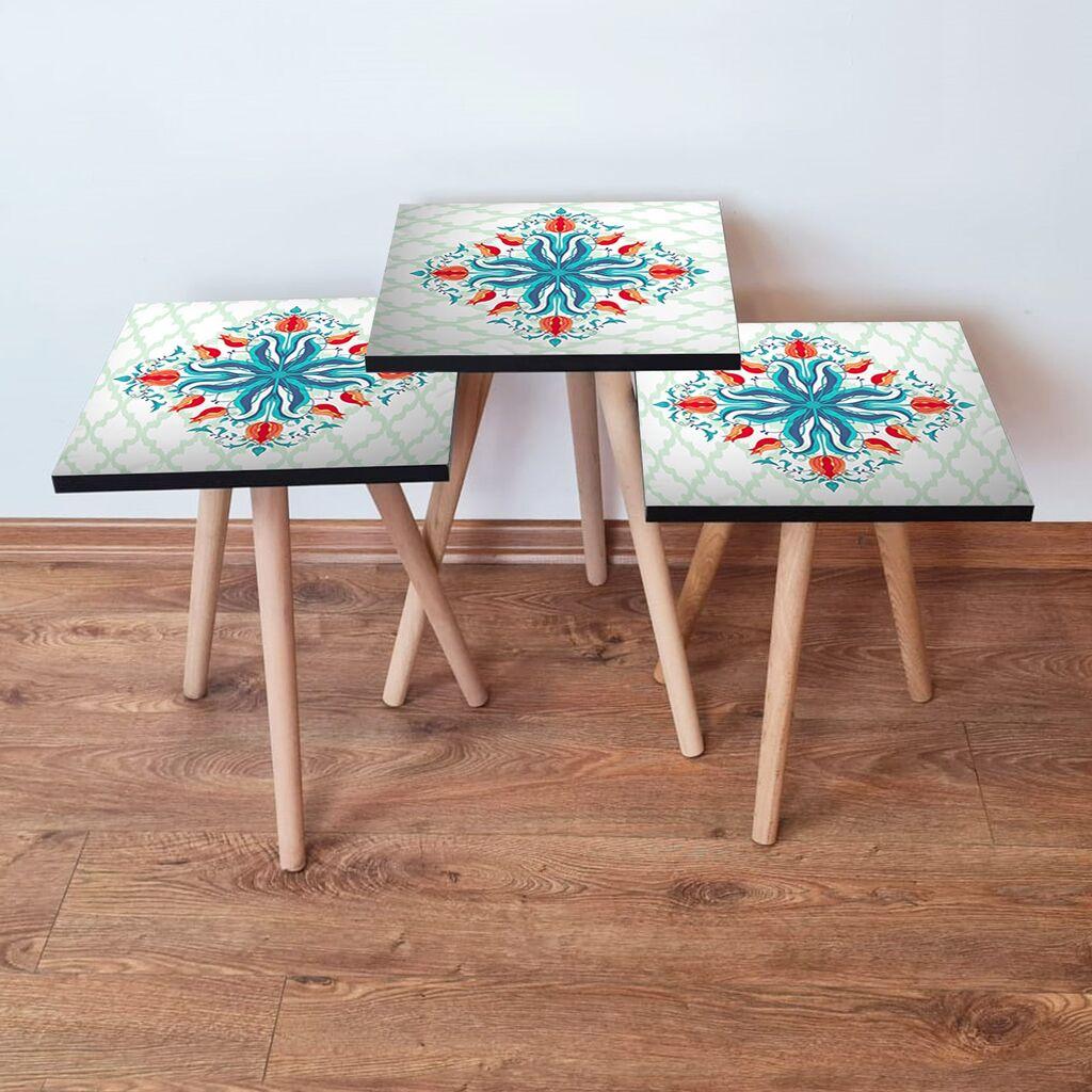 Hanah Home Set klub stočića 3Shp143, 3 komada, Šareni