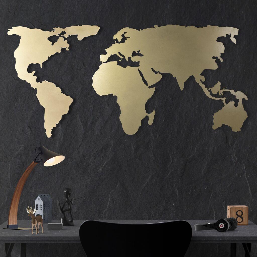 Wallity Zidna dekoracija World Map Silhouette XL, 85x170cm, Zlatne boje