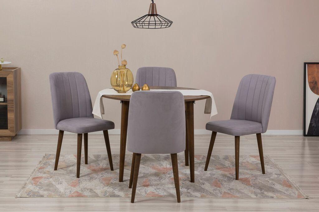 Hanah Home Set Trpezarijski sto i 4 trpezarijske stolice Vina 0701, Sivi