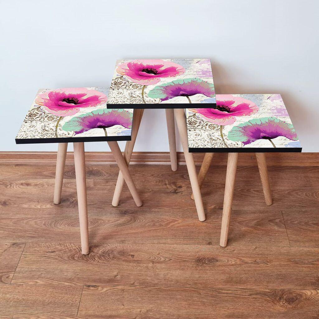 Hanah Home Set klub stočića 3Shp300, 3 komada, Šareni