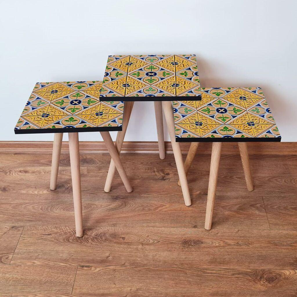 Hanah Home Set klub stočića 3Shp46, 3 komada, Šareni