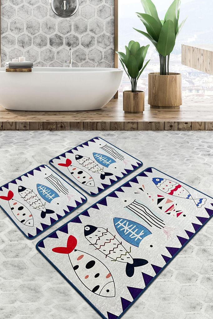 L'essentiel Maison Set 3 prostirke za kupatilo Šareni