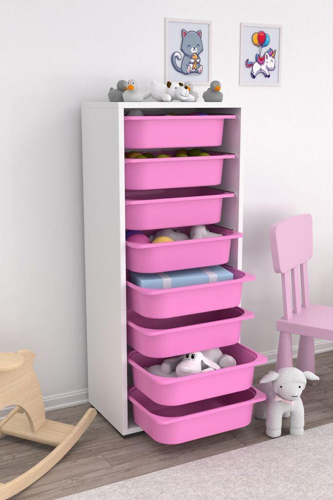 Hanah Home Višenamenska komoda Cara 8N, 45.5 x30 x109 cm, Belo-roze