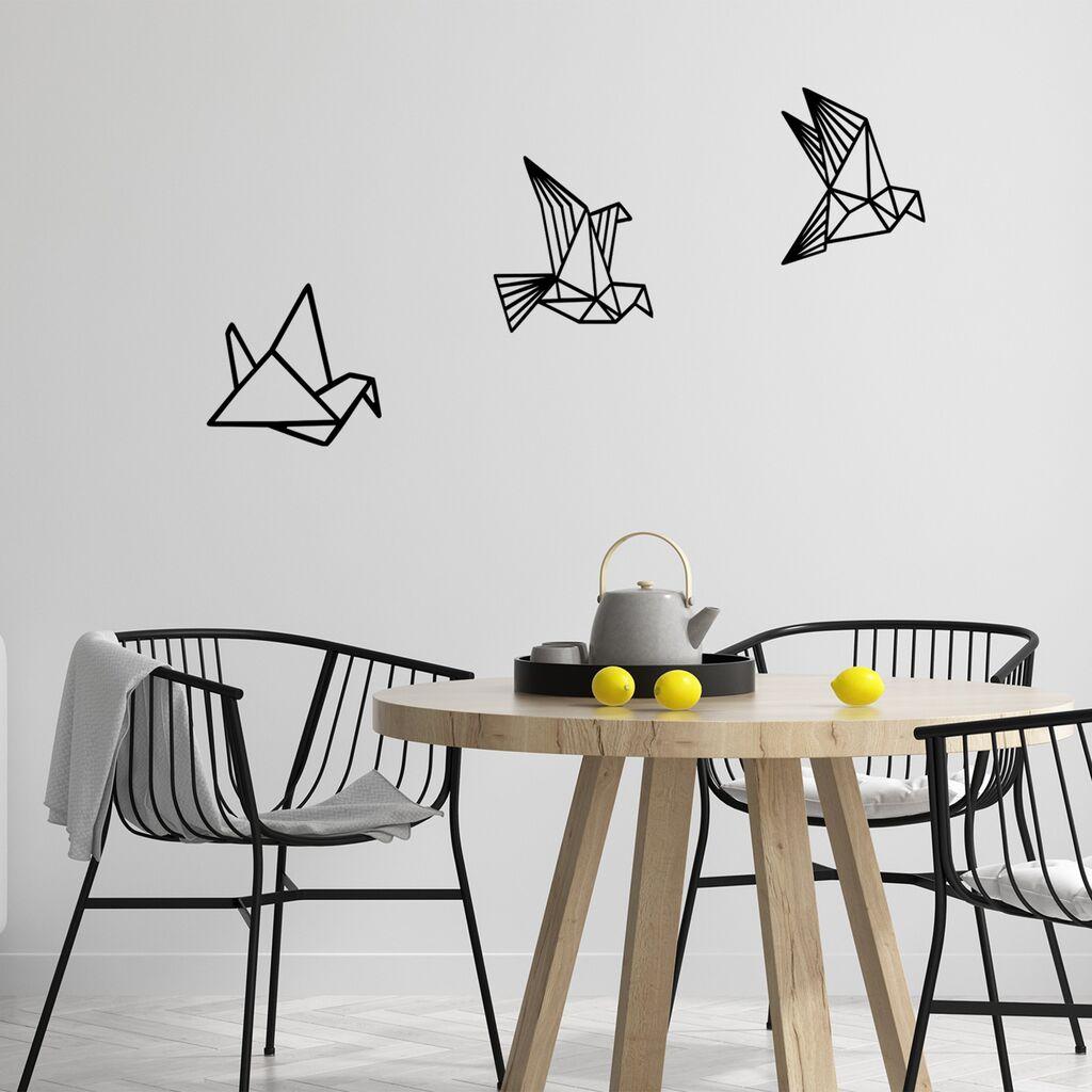 Wallity Zidna dekoracija Origami, 3 komada, Crna