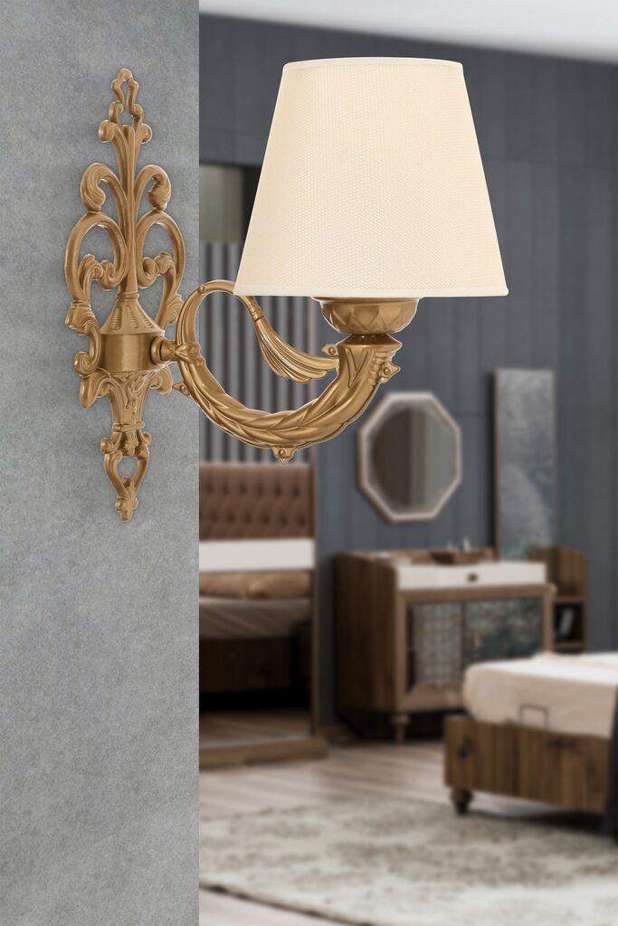 Opviq Zidna lampa Lily, 15x10x13cm, IP20, Zlatno-krem boje