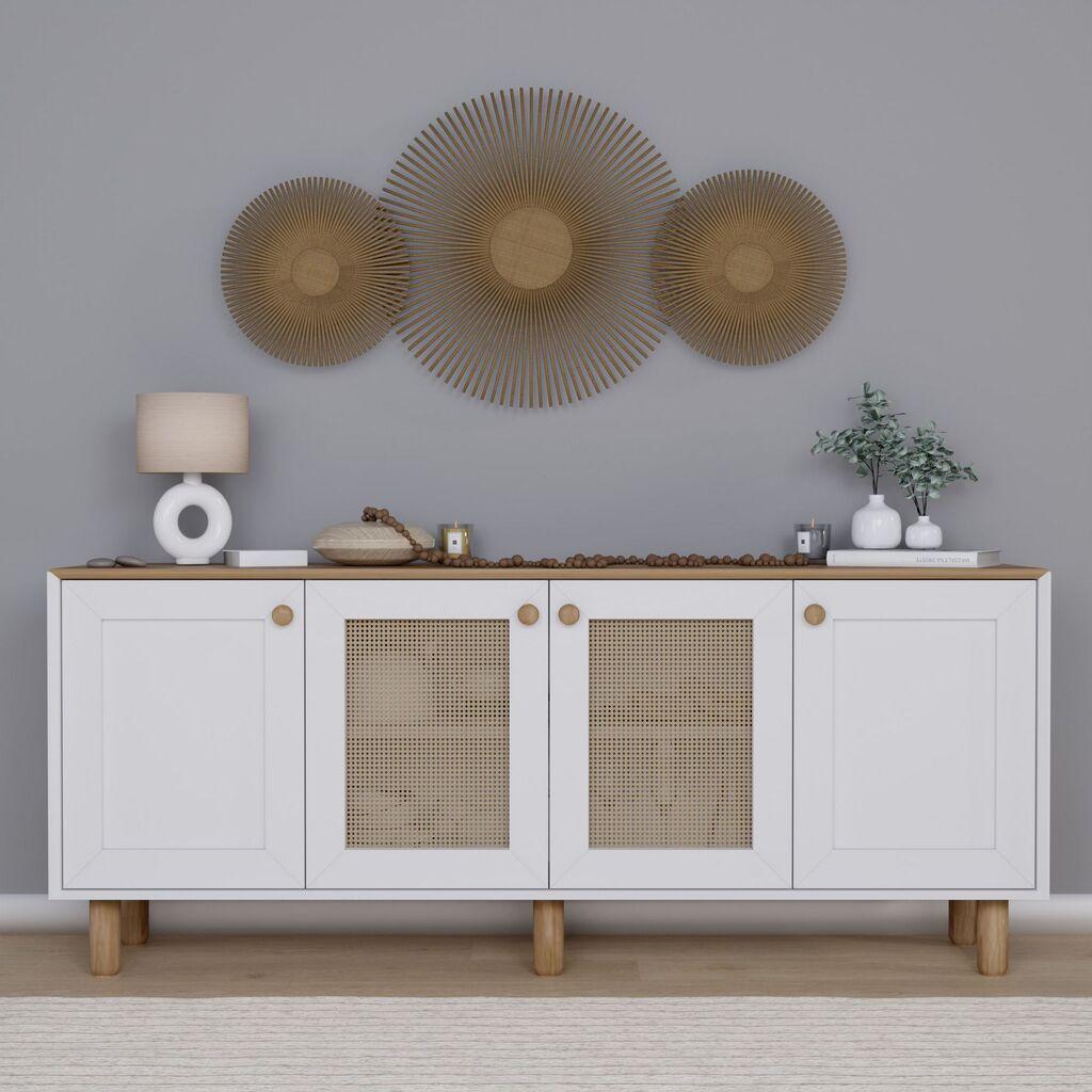 Hanah Home Konzolni sto Bohemian 1600-145, 180x75x40 cm, Belo-hrast boje